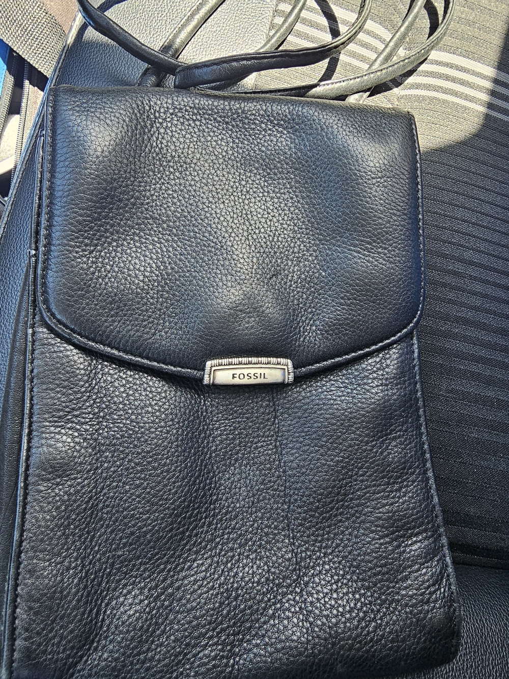 Fossil Black Leather Crossbody Bag